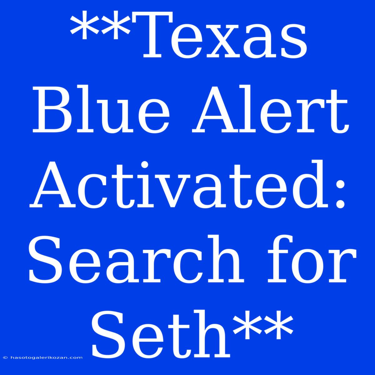 **Texas Blue Alert Activated: Search For Seth**