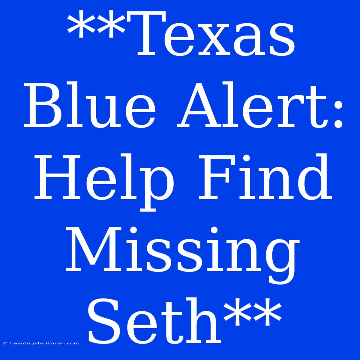 **Texas Blue Alert: Help Find Missing Seth** 