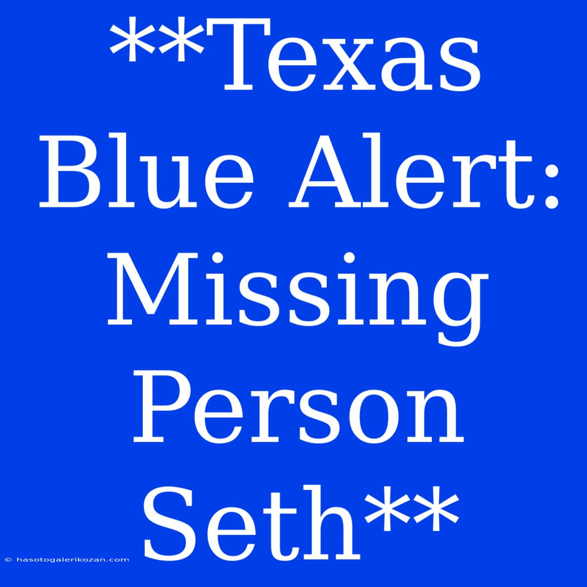 **Texas Blue Alert: Missing Person Seth**