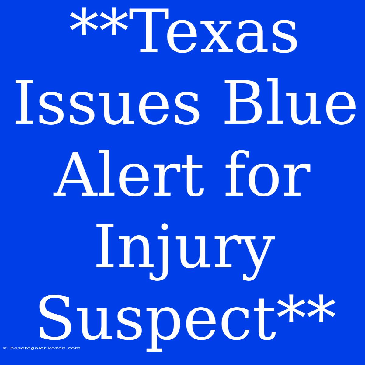 **Texas Issues Blue Alert For Injury Suspect**