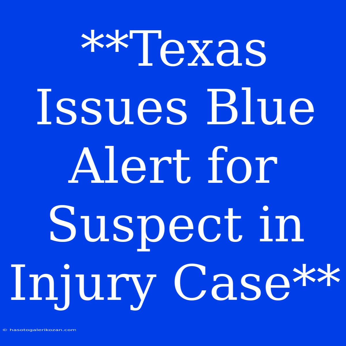 **Texas Issues Blue Alert For Suspect In Injury Case**