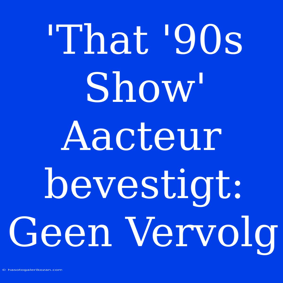 'That '90s Show' Aacteur Bevestigt: Geen Vervolg