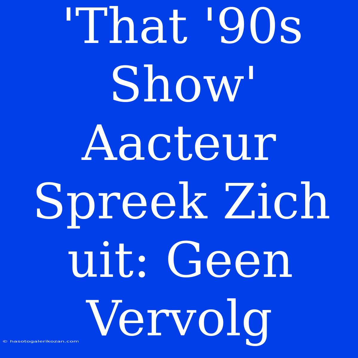 'That '90s Show' Aacteur Spreek Zich Uit: Geen Vervolg