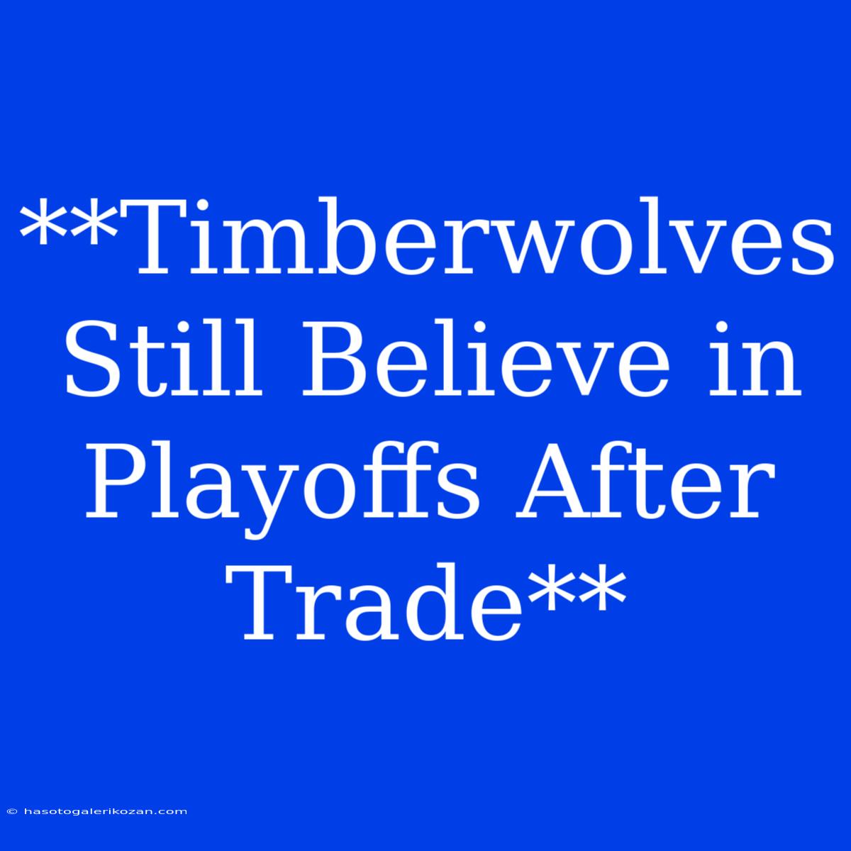 **Timberwolves Still Believe In Playoffs After Trade**