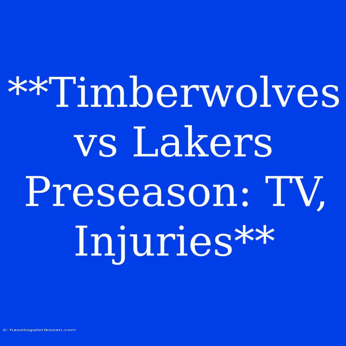 **Timberwolves Vs Lakers Preseason: TV, Injuries**