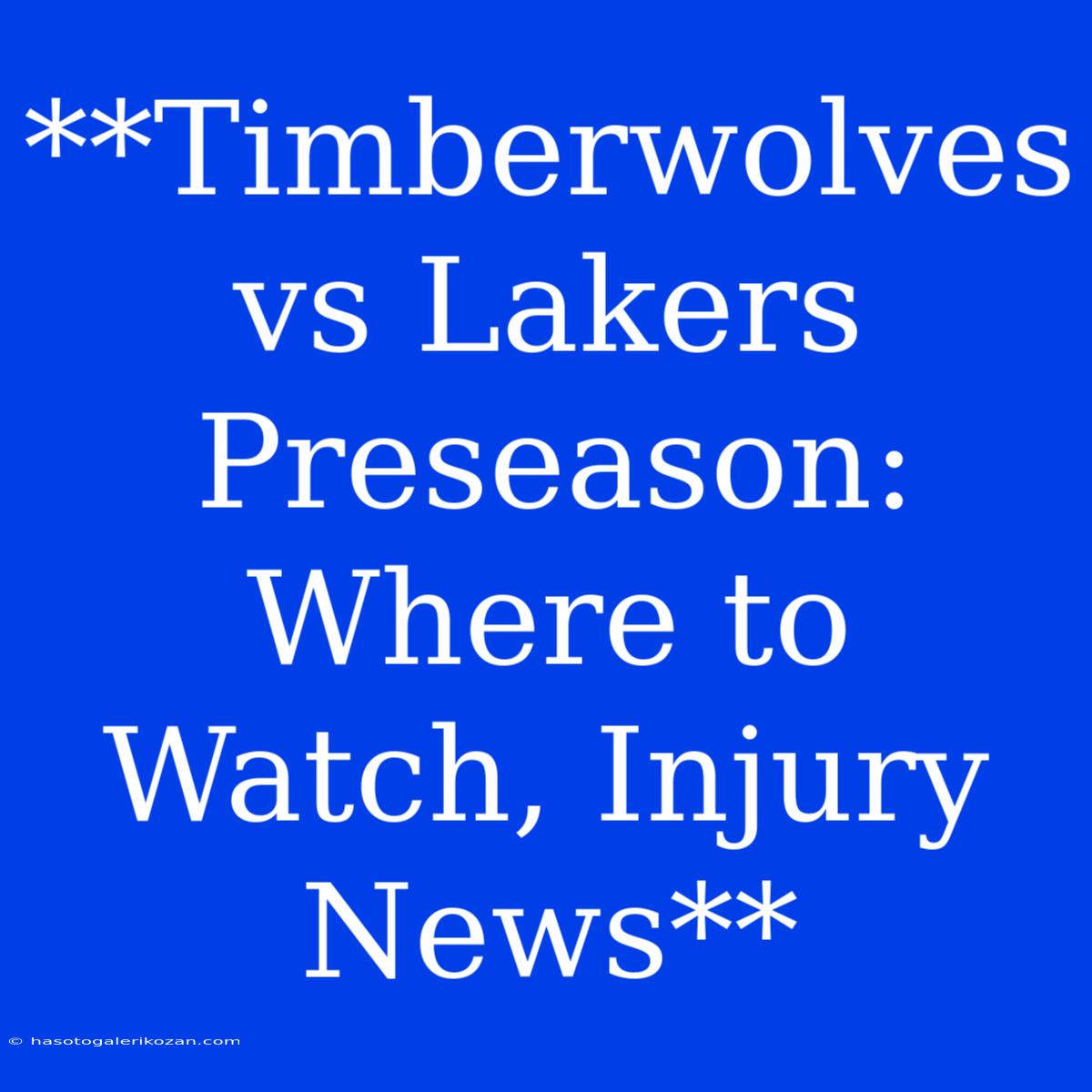 **Timberwolves Vs Lakers Preseason: Where To Watch, Injury News** 