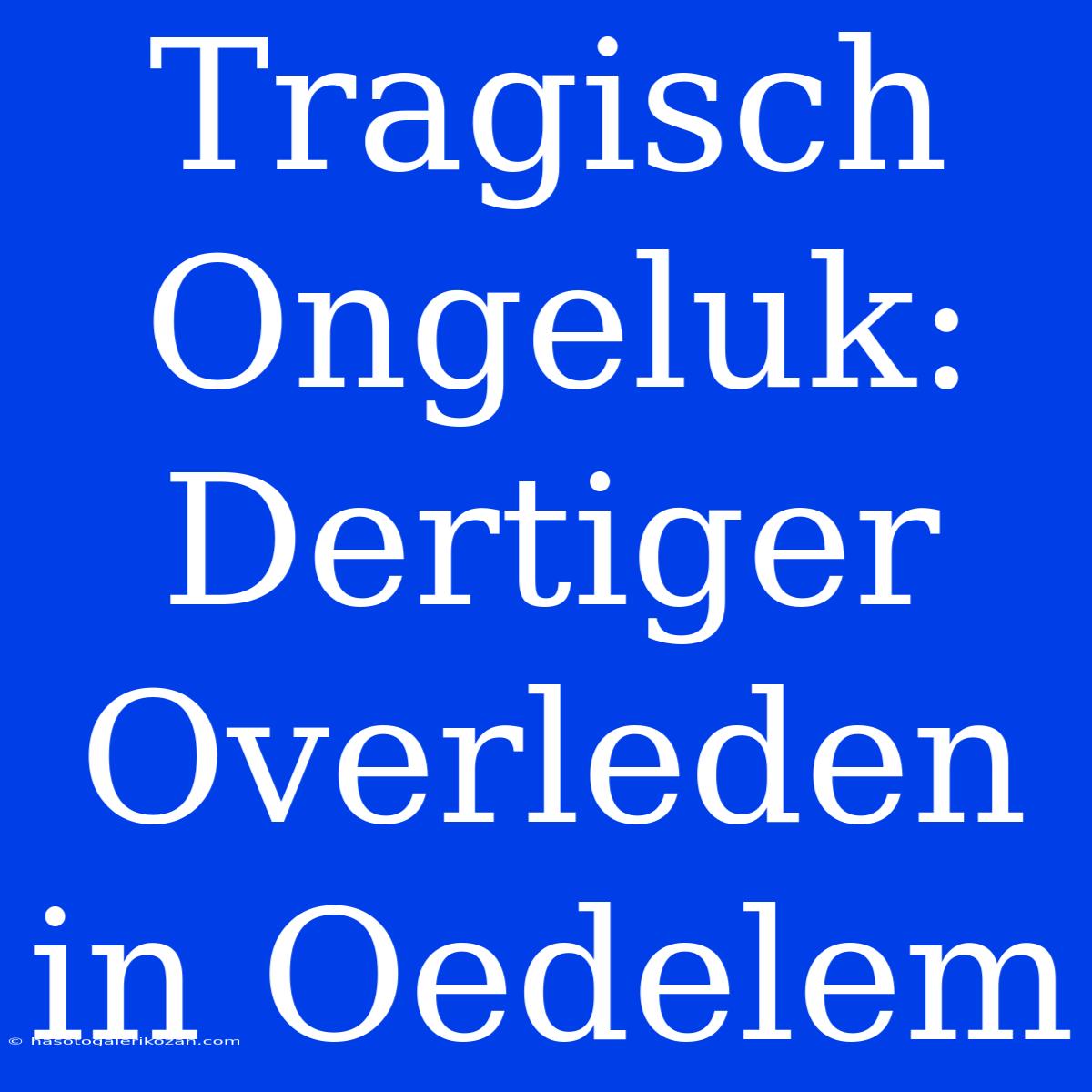 Tragisch Ongeluk: Dertiger Overleden In Oedelem 