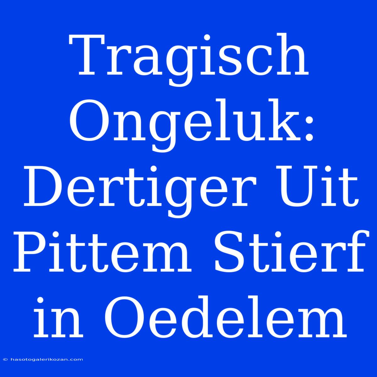 Tragisch Ongeluk: Dertiger Uit Pittem Stierf In Oedelem