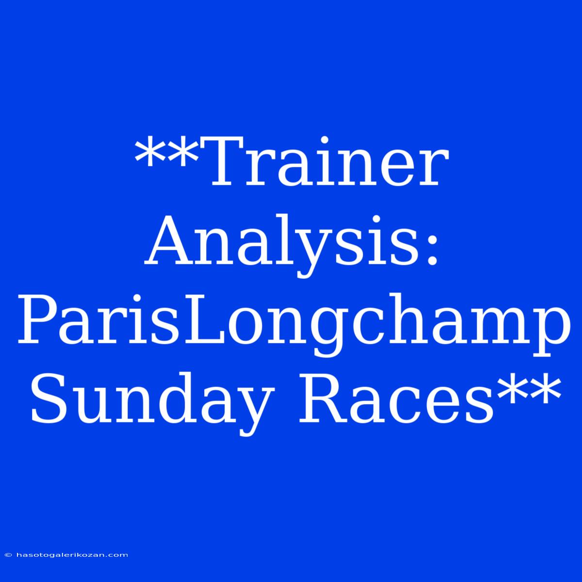 **Trainer Analysis: ParisLongchamp Sunday Races**