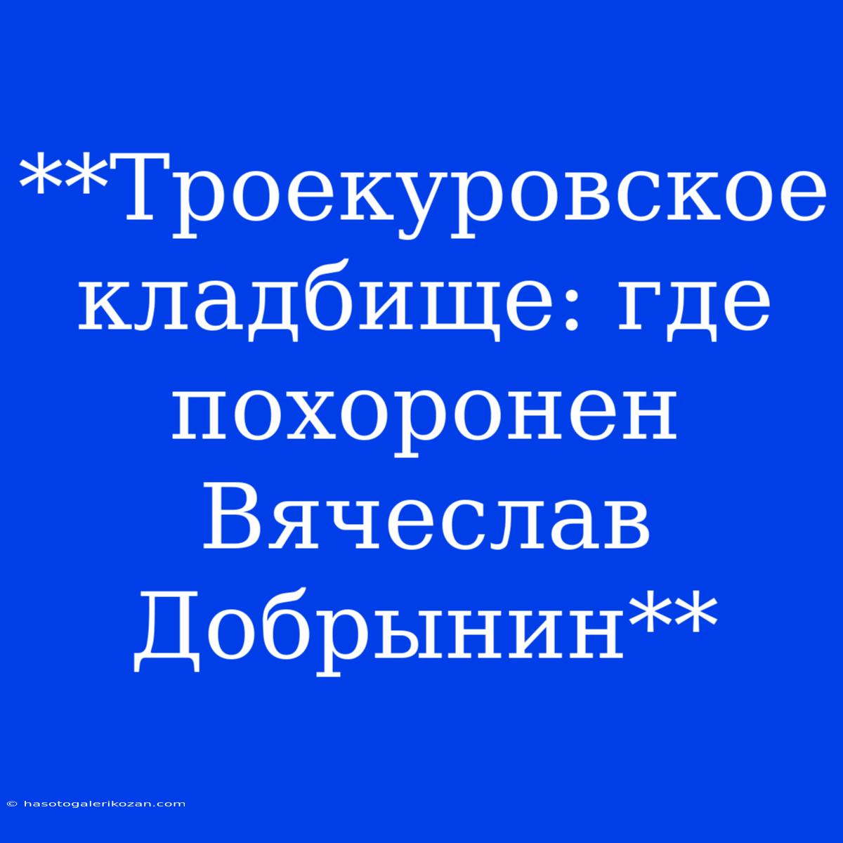 **Троекуровское Кладбище: Где Похоронен Вячеслав Добрынин**