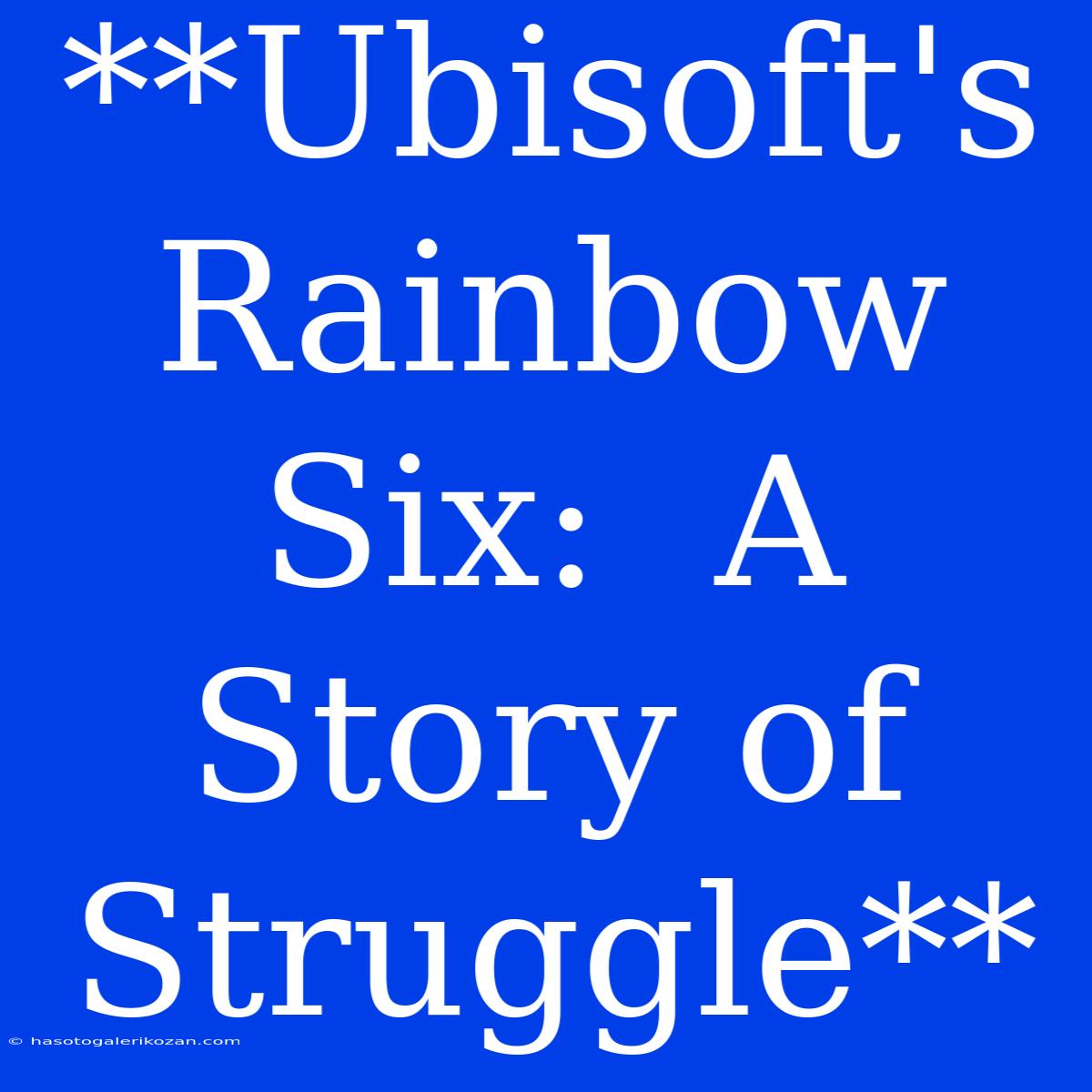 **Ubisoft's Rainbow Six:  A Story Of Struggle**