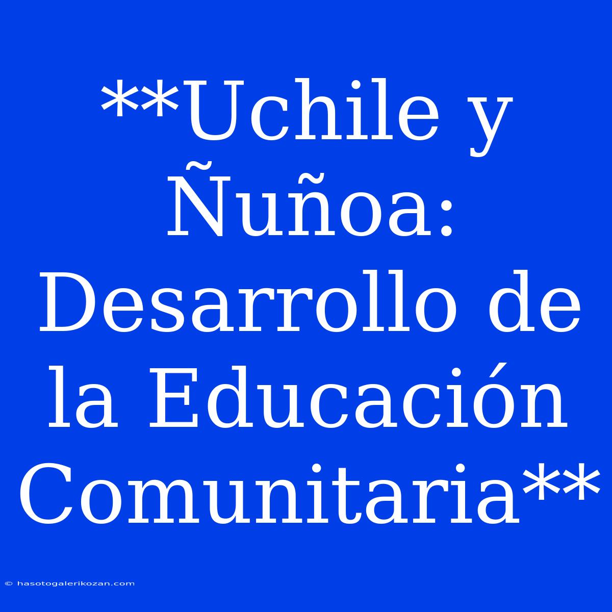 **Uchile Y Ñuñoa: Desarrollo De La Educación Comunitaria** 