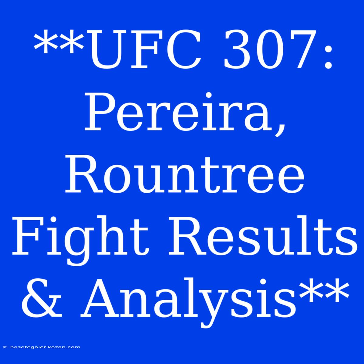 **UFC 307: Pereira, Rountree Fight Results & Analysis**