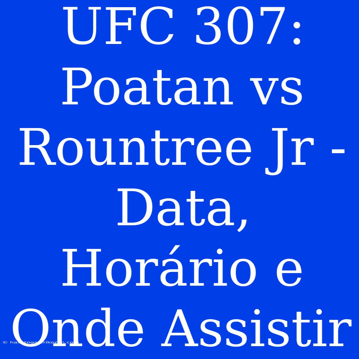 UFC 307: Poatan Vs Rountree Jr - Data, Horário E Onde Assistir