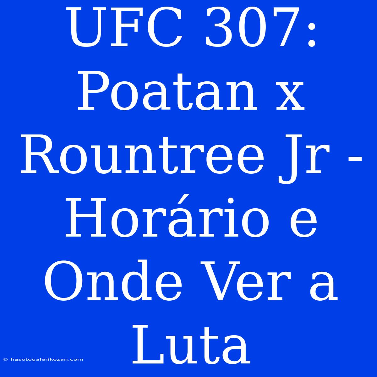 UFC 307: Poatan X Rountree Jr - Horário E Onde Ver A Luta