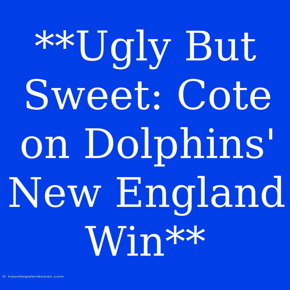 **Ugly But Sweet: Cote On Dolphins' New England Win**