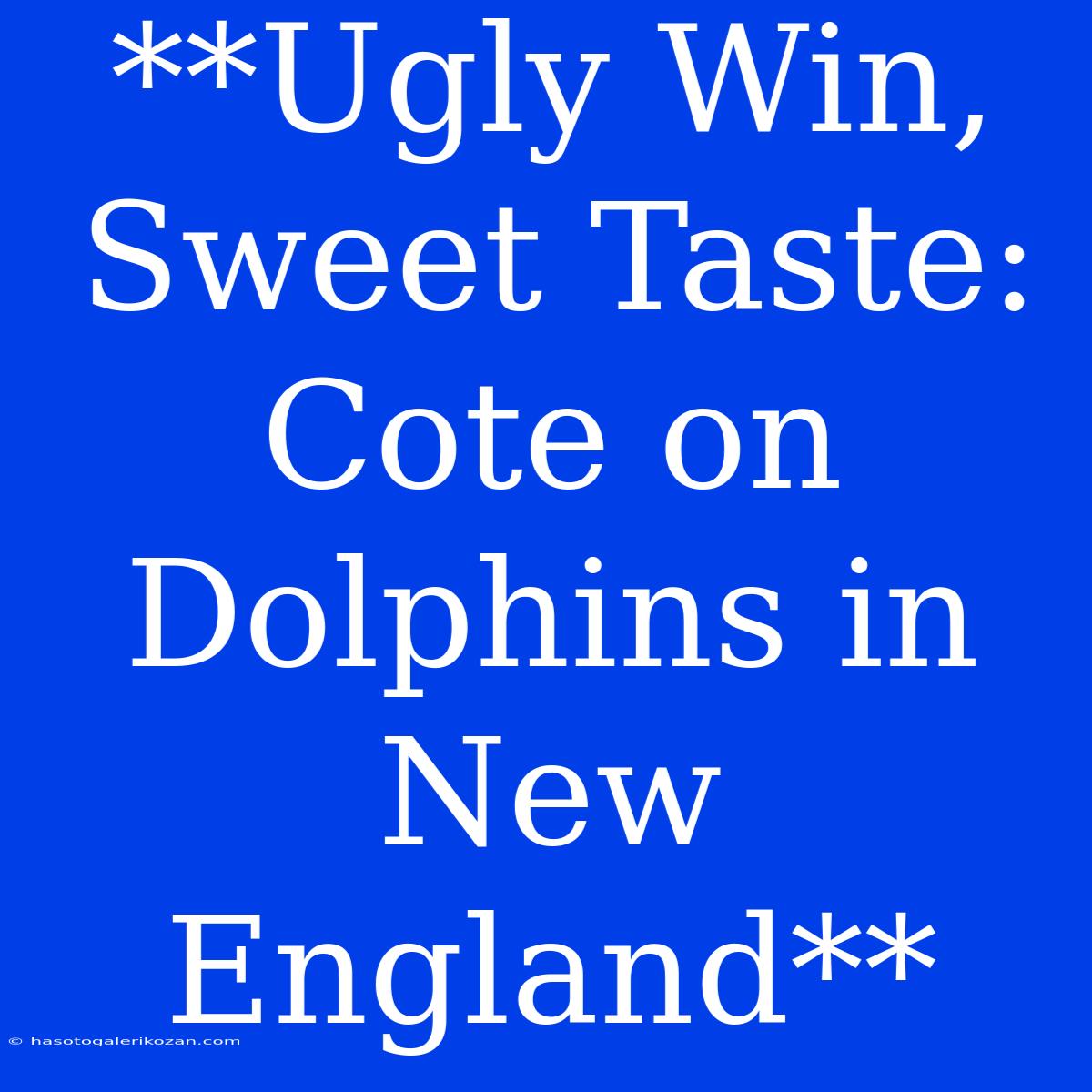 **Ugly Win, Sweet Taste: Cote On Dolphins In New England** 