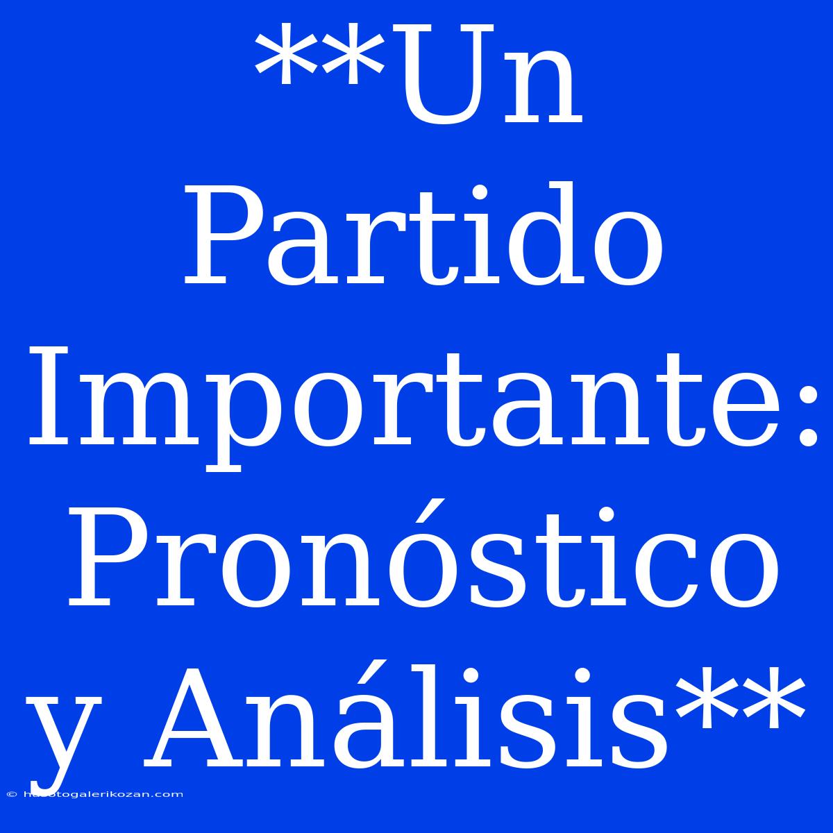 **Un Partido Importante: Pronóstico Y Análisis**