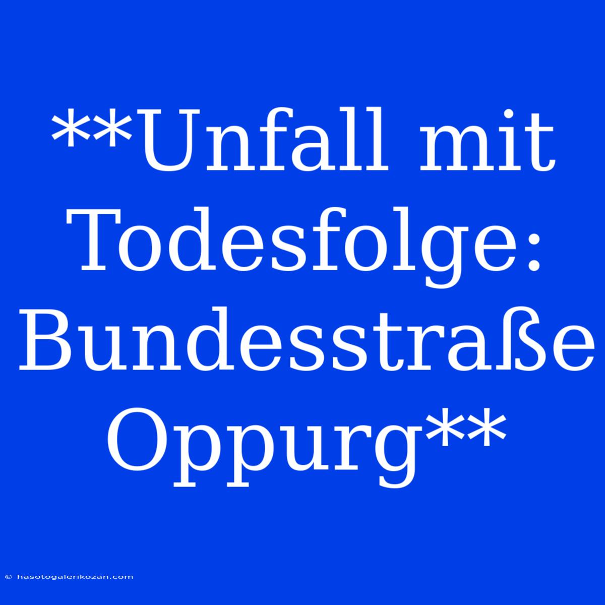 **Unfall Mit Todesfolge: Bundesstraße Oppurg**