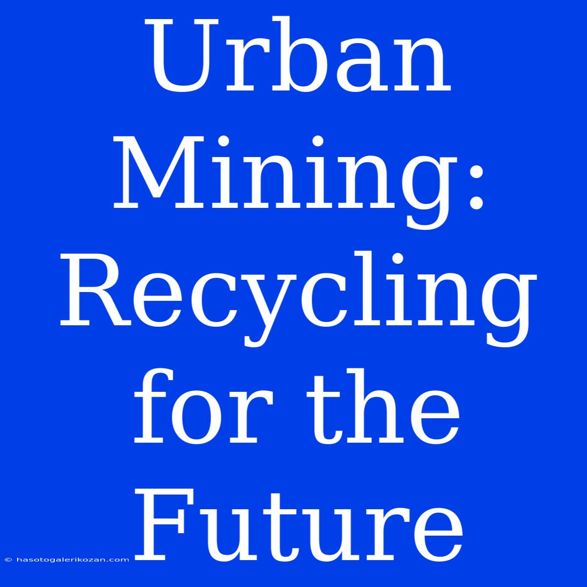 Urban Mining:  Recycling For The Future