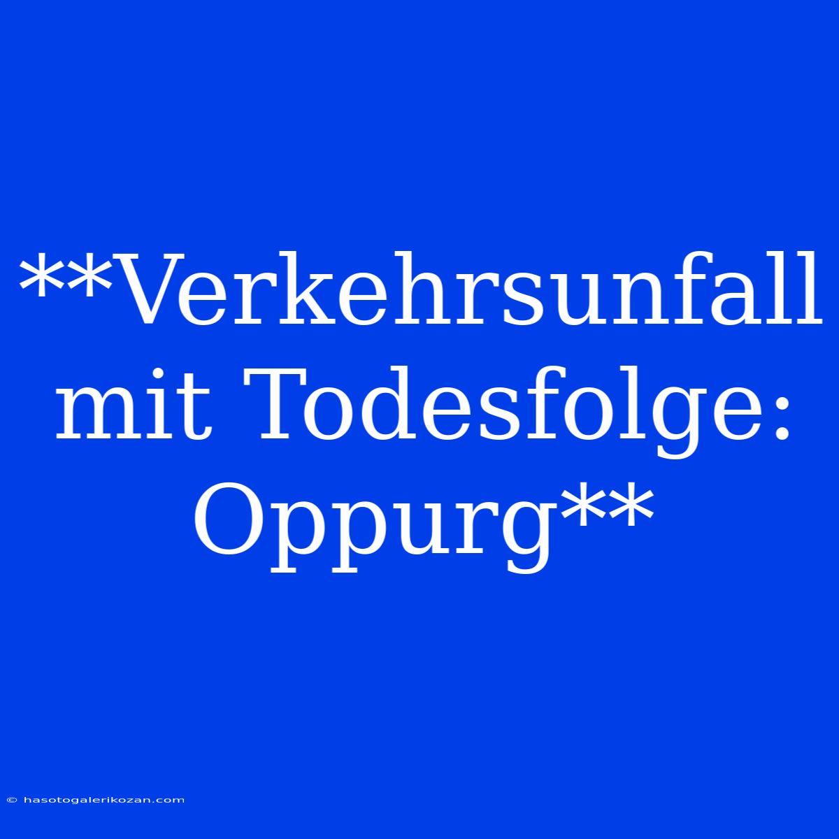 **Verkehrsunfall Mit Todesfolge: Oppurg**