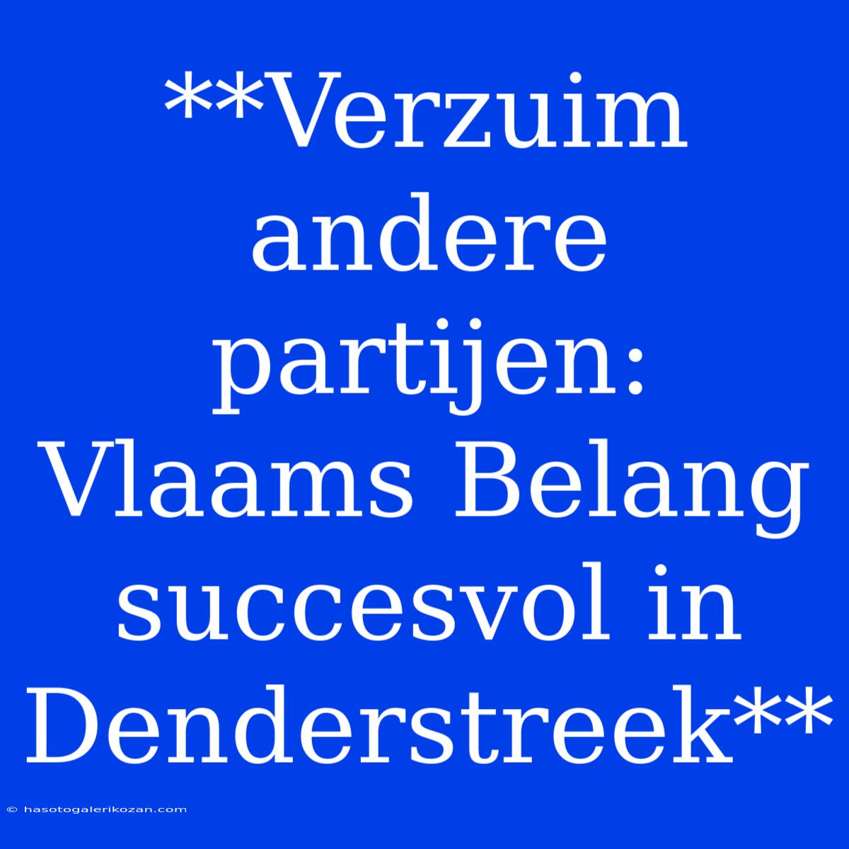 **Verzuim Andere Partijen: Vlaams Belang Succesvol In Denderstreek**