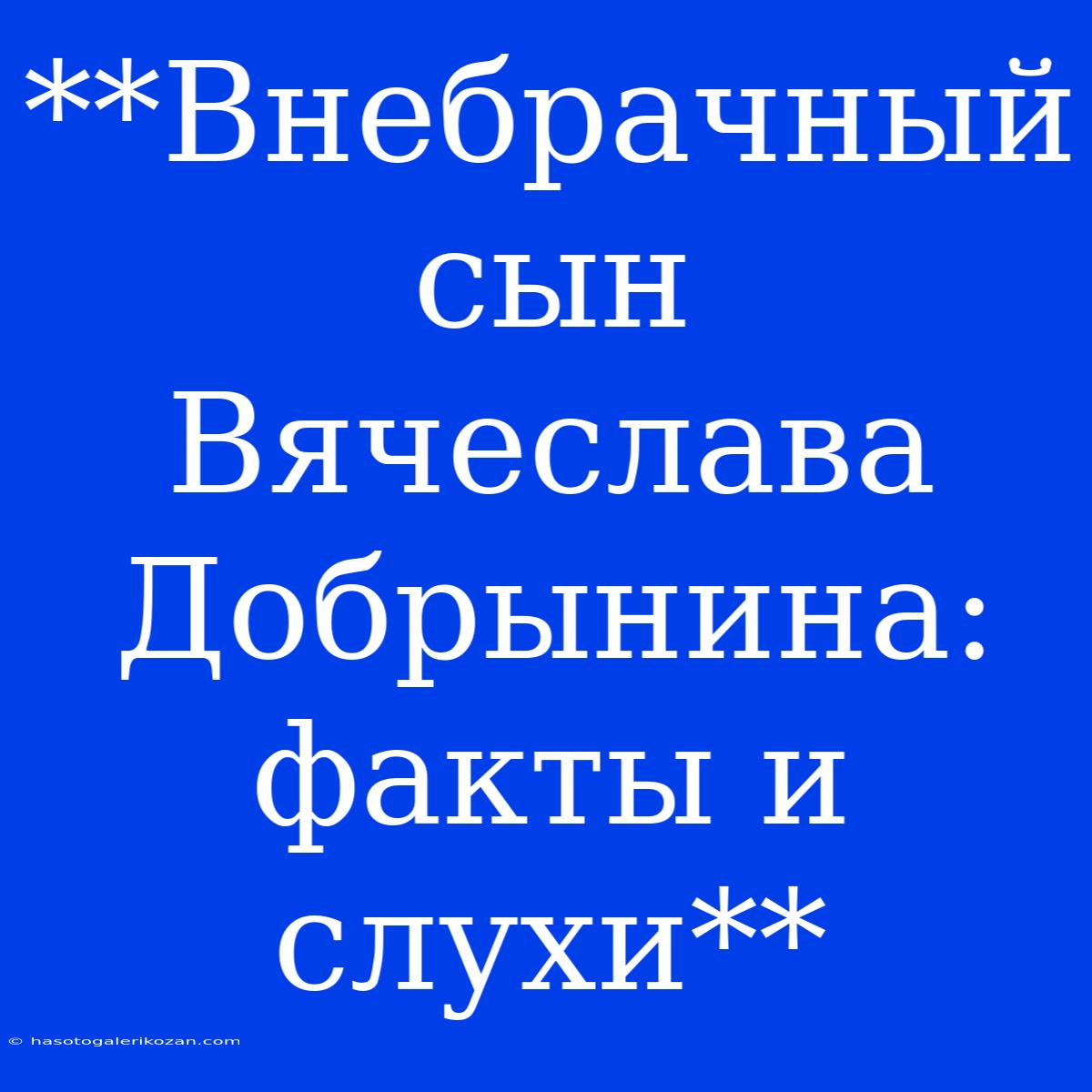 **Внебрачный Сын Вячеслава Добрынина: Факты И Слухи** 