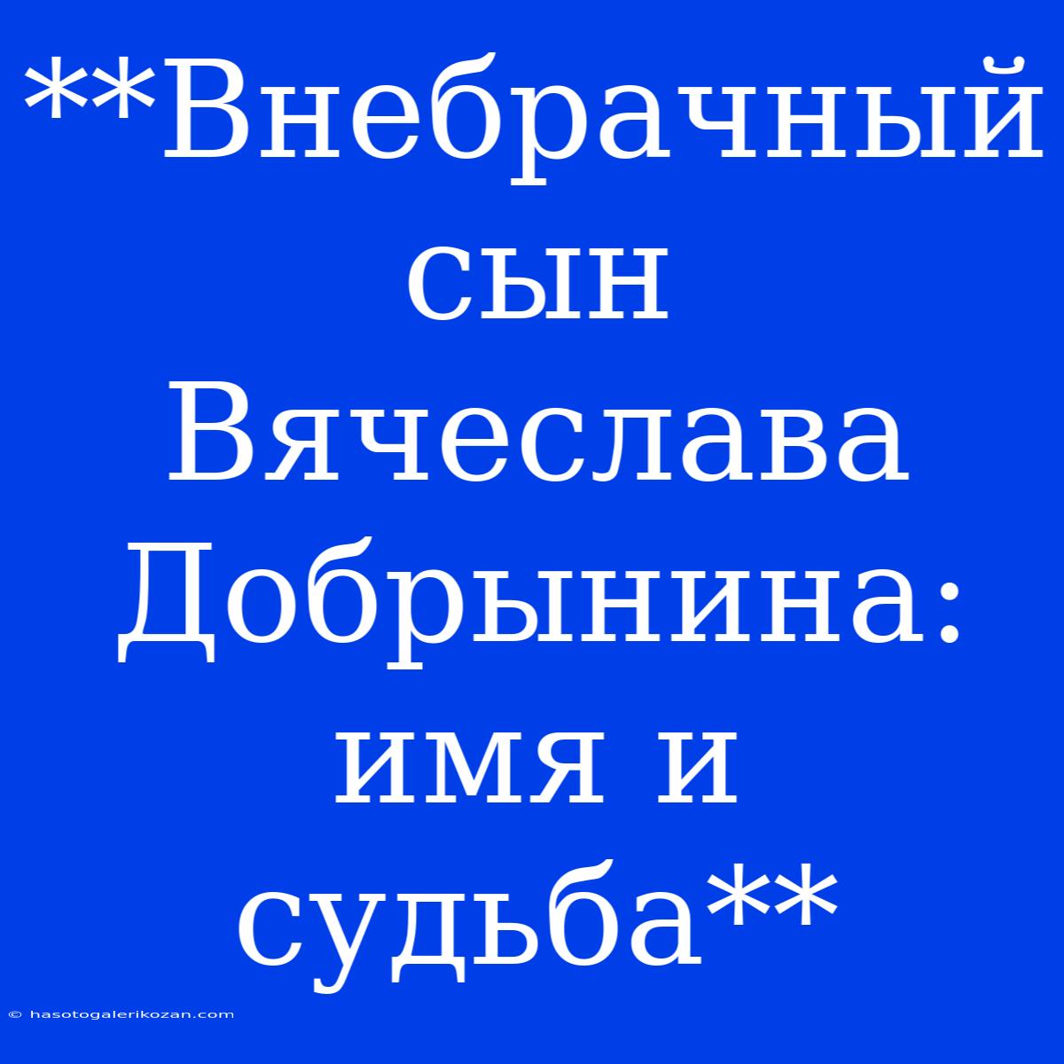 **Внебрачный Сын Вячеслава Добрынина: Имя И Судьба**