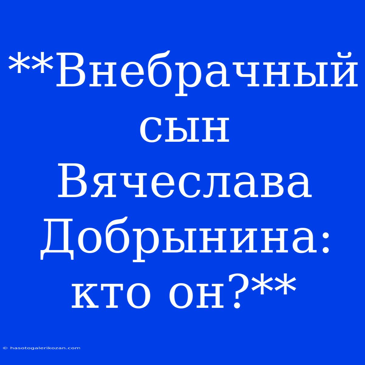 **Внебрачный Сын Вячеслава Добрынина: Кто Он?**