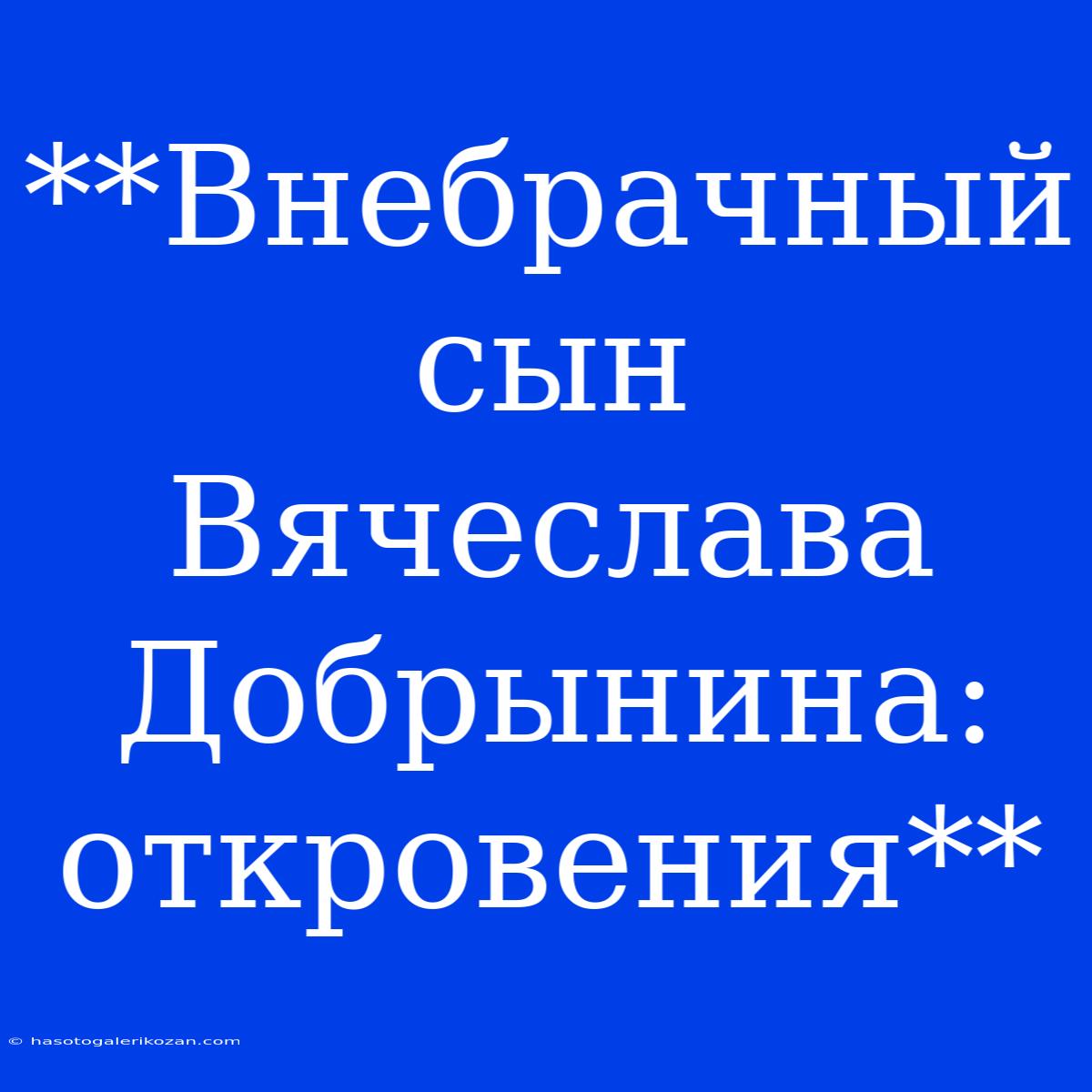 **Внебрачный Сын Вячеслава Добрынина: Откровения**