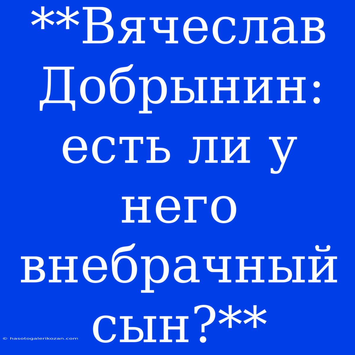 **Вячеслав Добрынин: Есть Ли У Него Внебрачный Сын?**