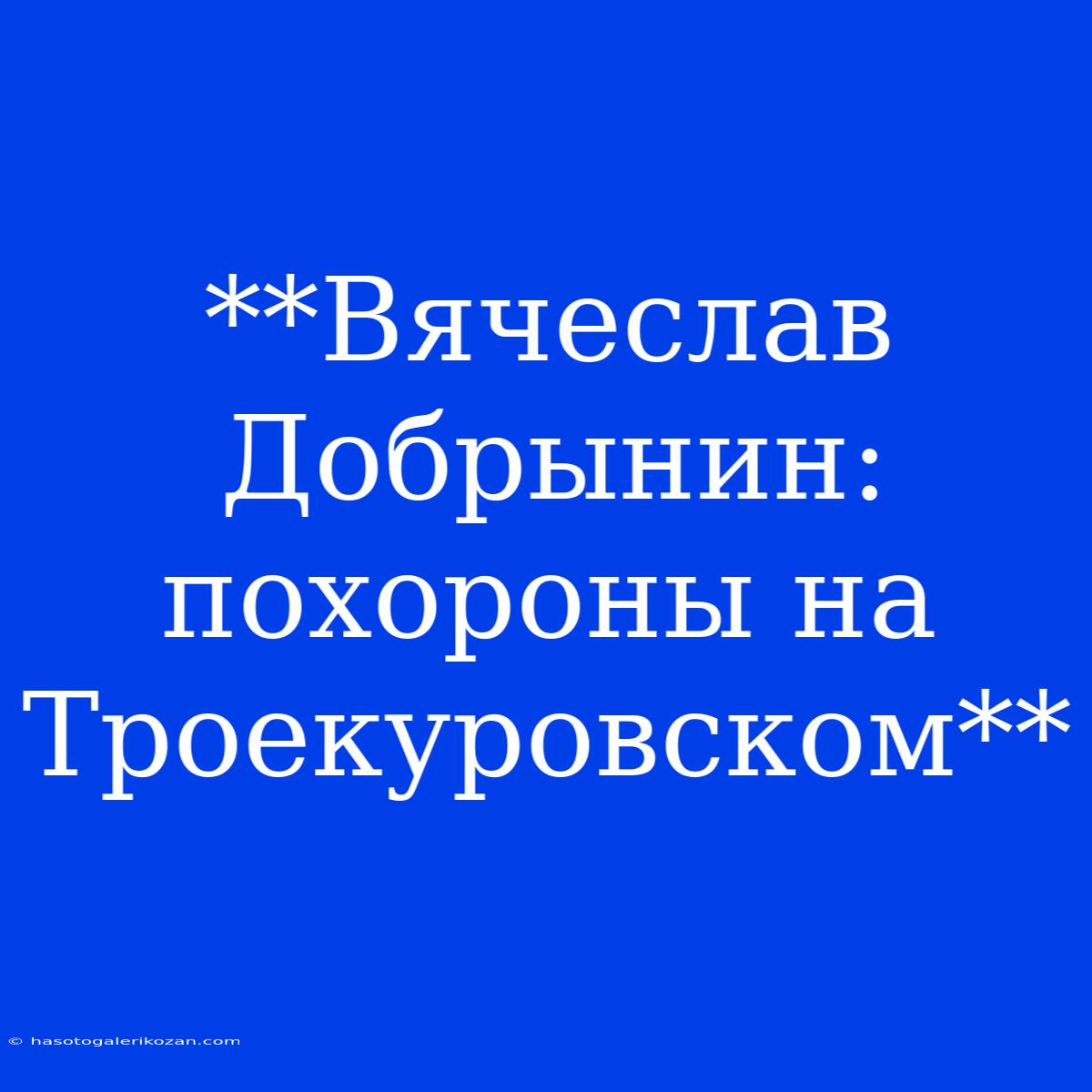 **Вячеслав Добрынин: Похороны На Троекуровском**