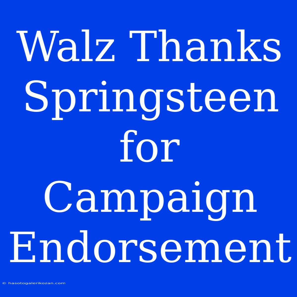 Walz Thanks Springsteen For Campaign Endorsement