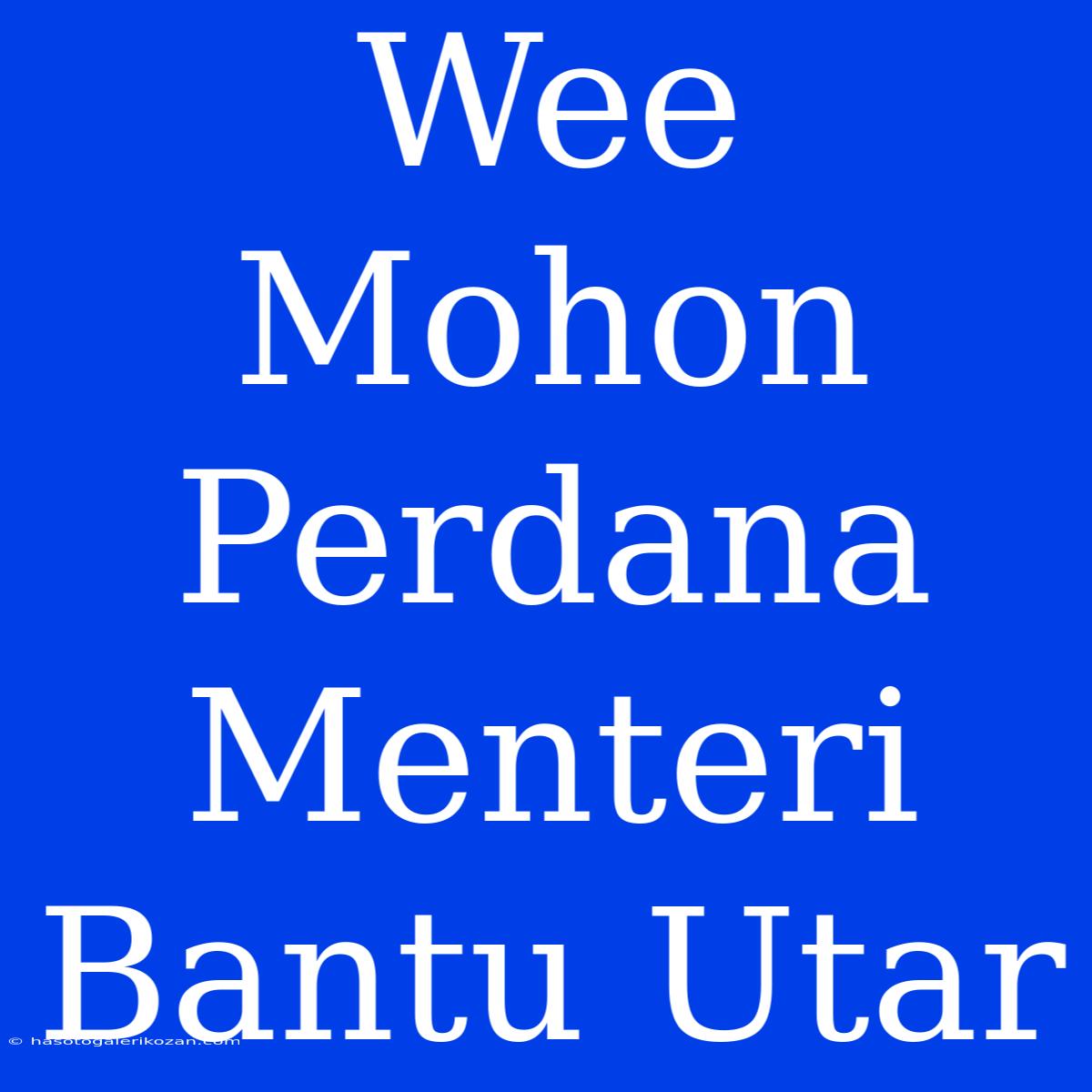 Wee Mohon Perdana Menteri Bantu Utar