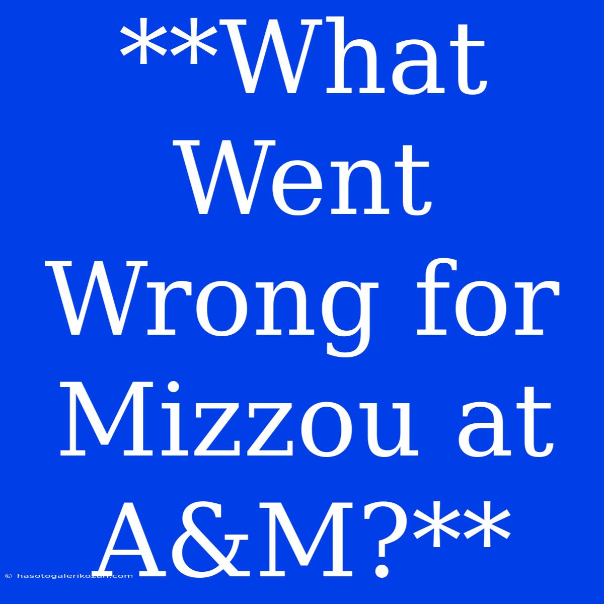 **What Went Wrong For Mizzou At A&M?**