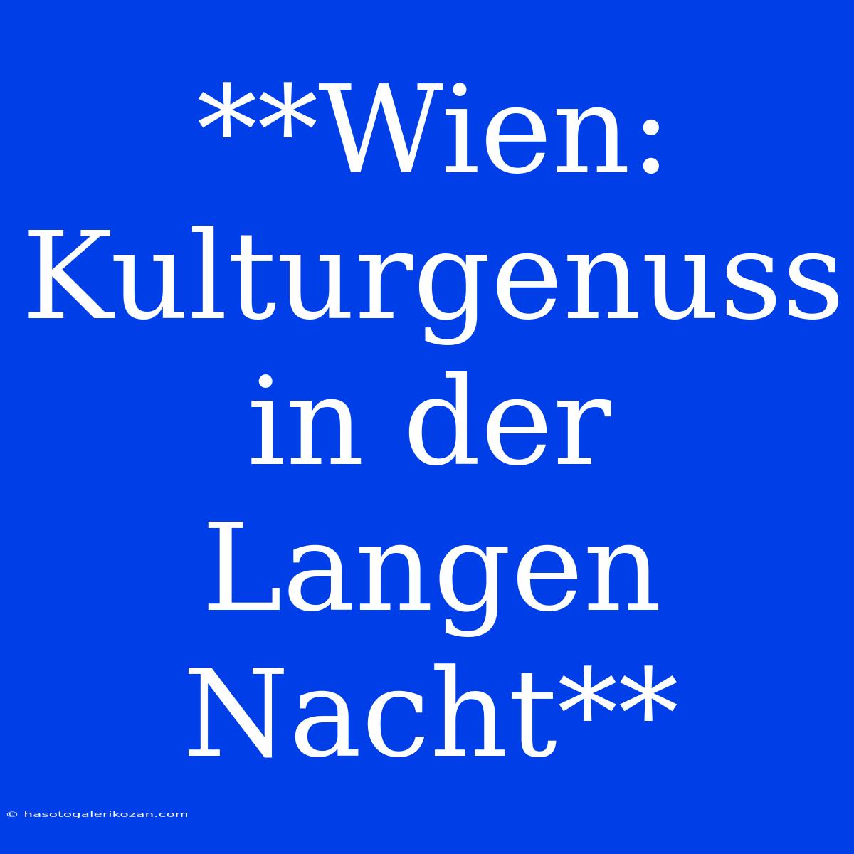 **Wien: Kulturgenuss In Der Langen Nacht**