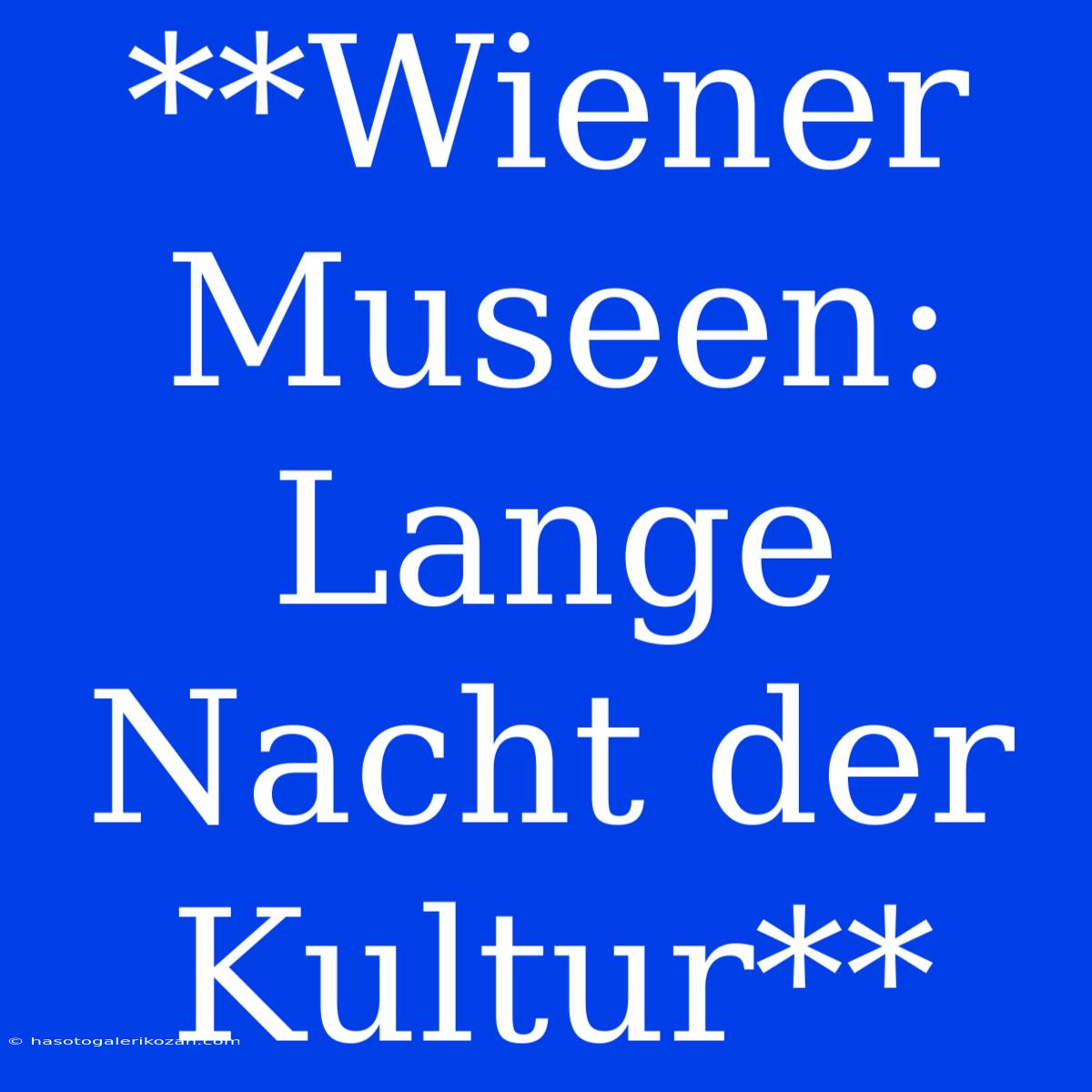 **Wiener Museen: Lange Nacht Der Kultur**