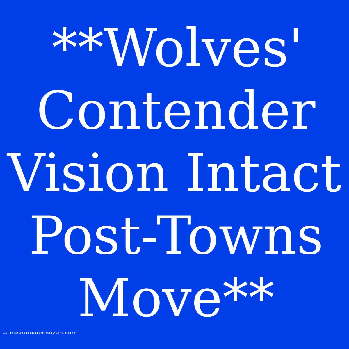 **Wolves' Contender Vision Intact Post-Towns Move** 