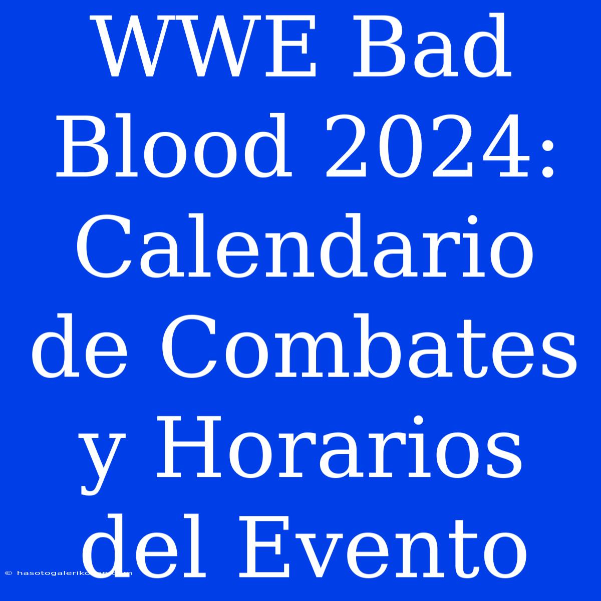 WWE Bad Blood 2024:  Calendario De Combates Y Horarios Del Evento