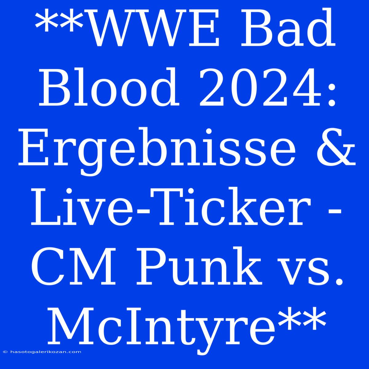 **WWE Bad Blood 2024: Ergebnisse & Live-Ticker - CM Punk Vs. McIntyre**