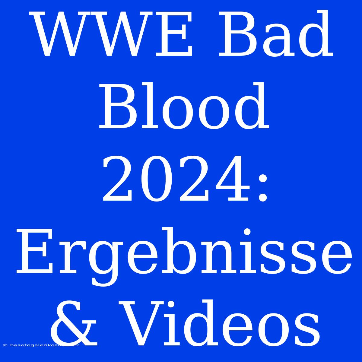 WWE Bad Blood 2024: Ergebnisse & Videos