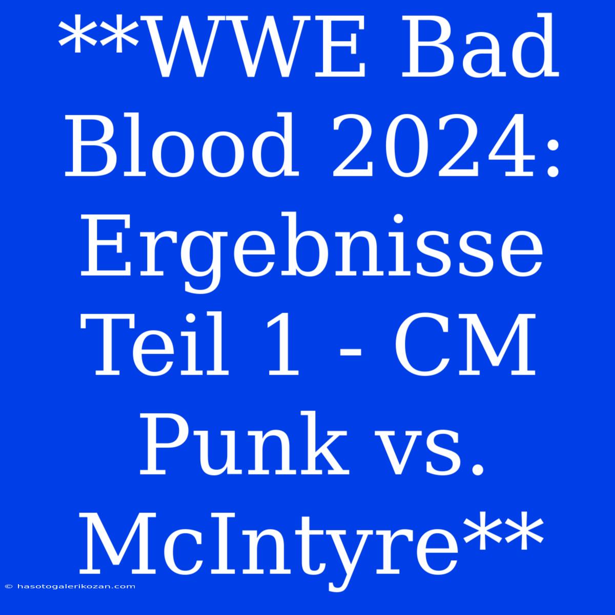 **WWE Bad Blood 2024: Ergebnisse Teil 1 - CM Punk Vs. McIntyre**