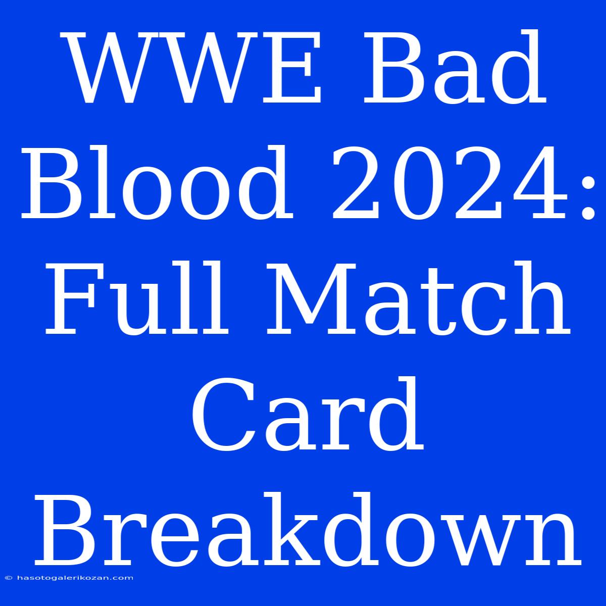 WWE Bad Blood 2024: Full Match Card Breakdown