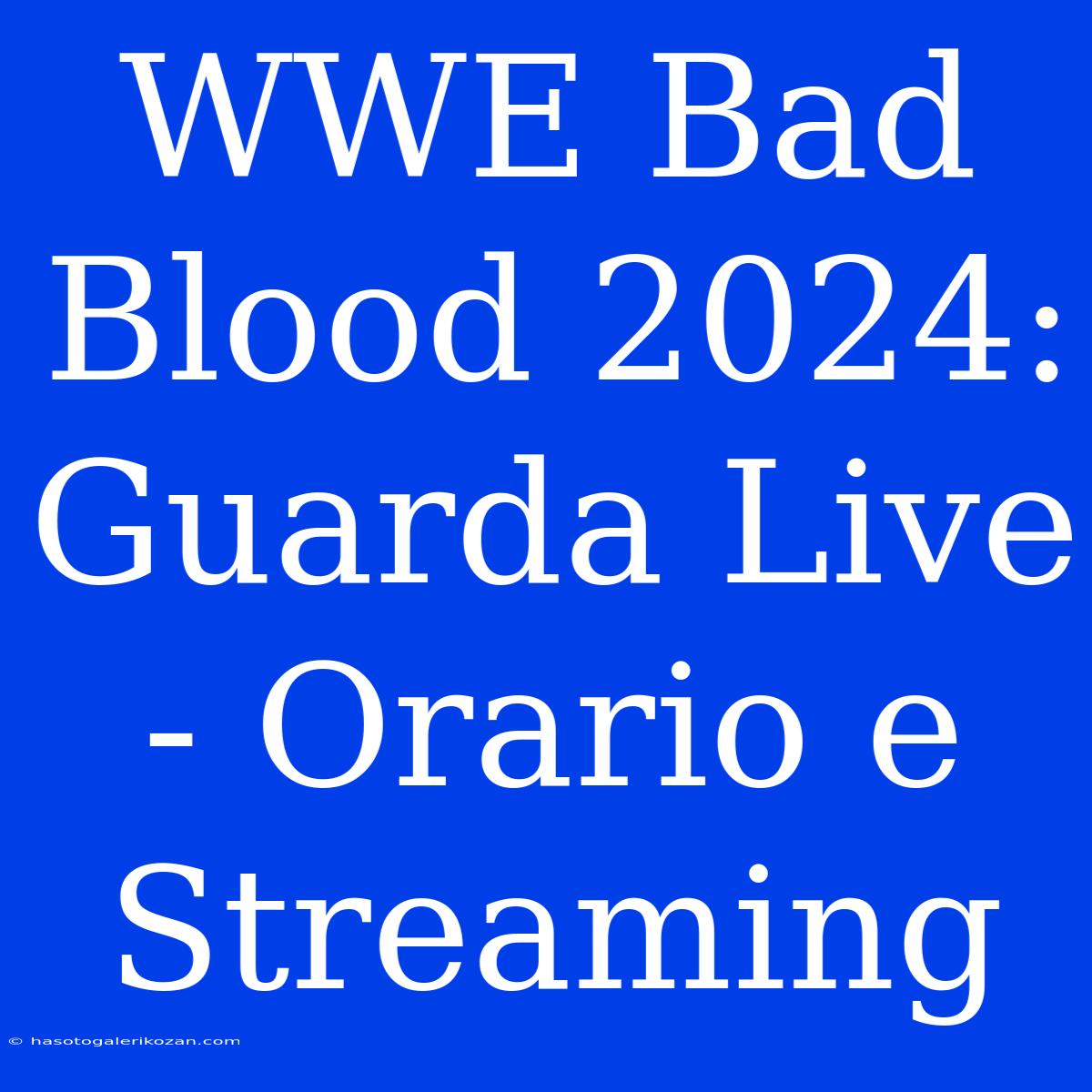 WWE Bad Blood 2024: Guarda Live - Orario E Streaming 