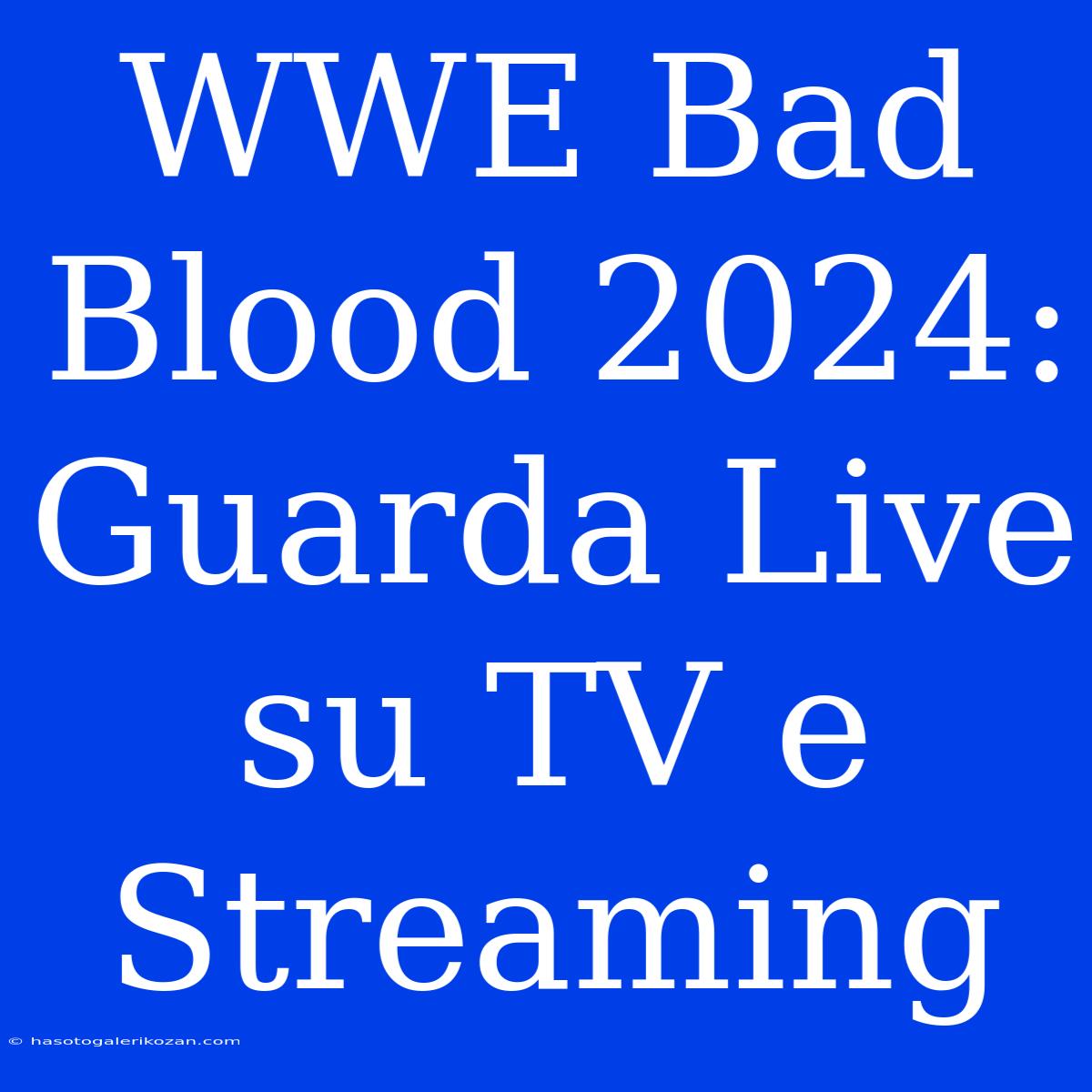 WWE Bad Blood 2024: Guarda Live Su TV E Streaming