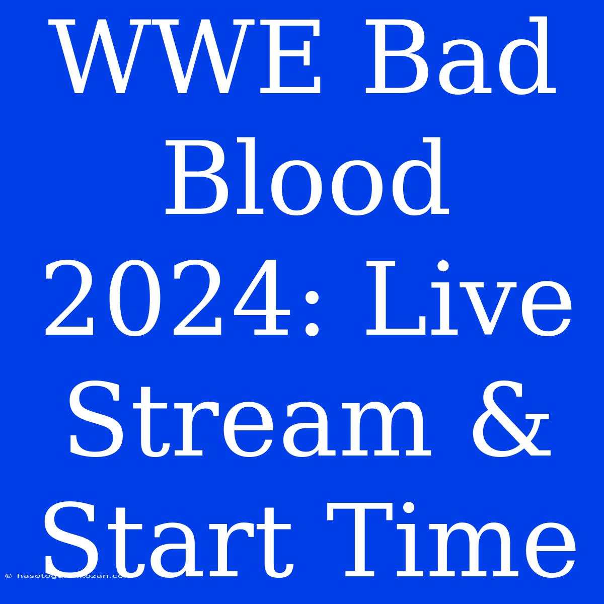 WWE Bad Blood 2024: Live Stream & Start Time