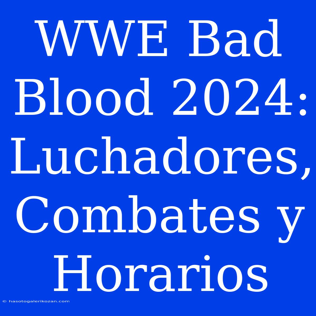 WWE Bad Blood 2024: Luchadores, Combates Y Horarios