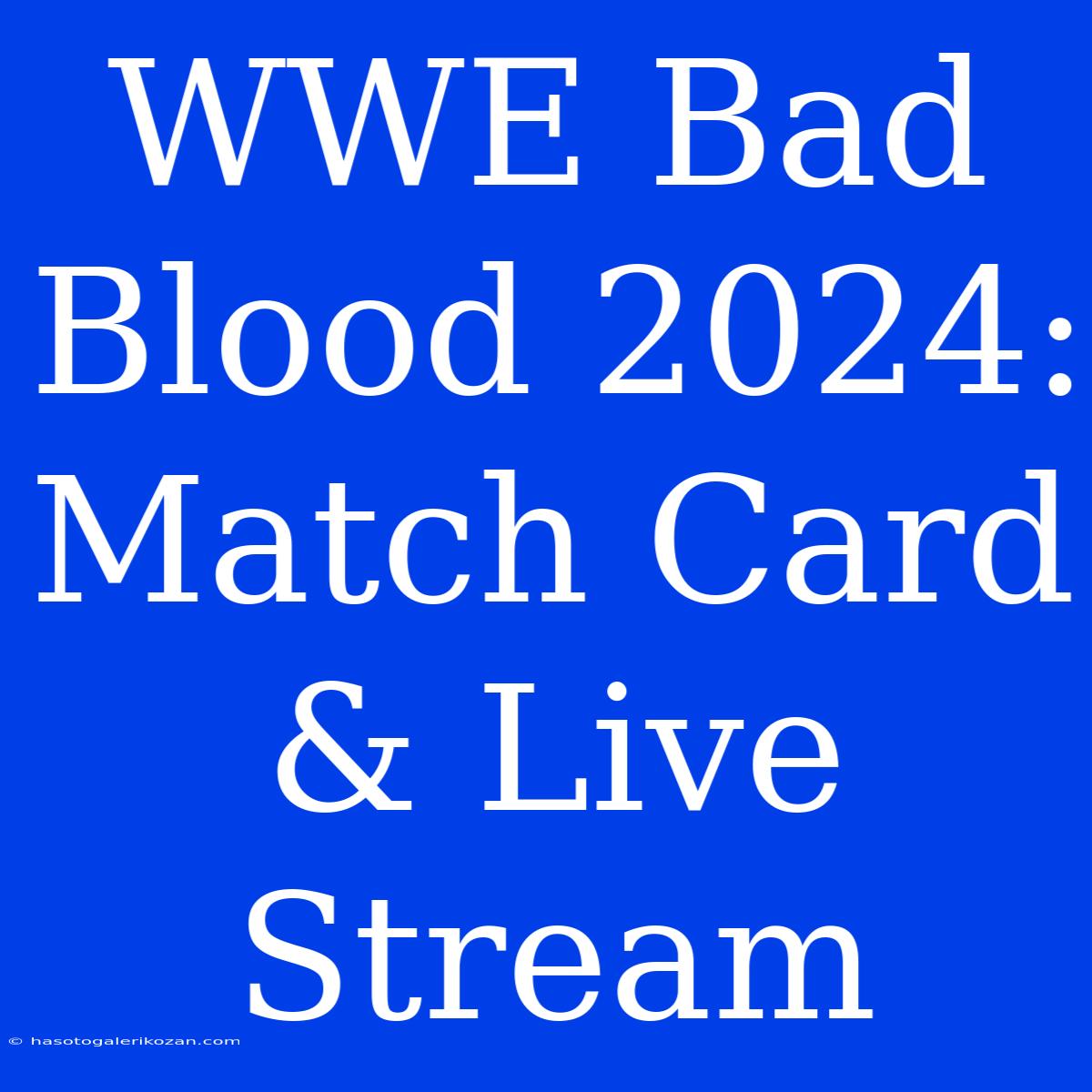 WWE Bad Blood 2024: Match Card & Live Stream