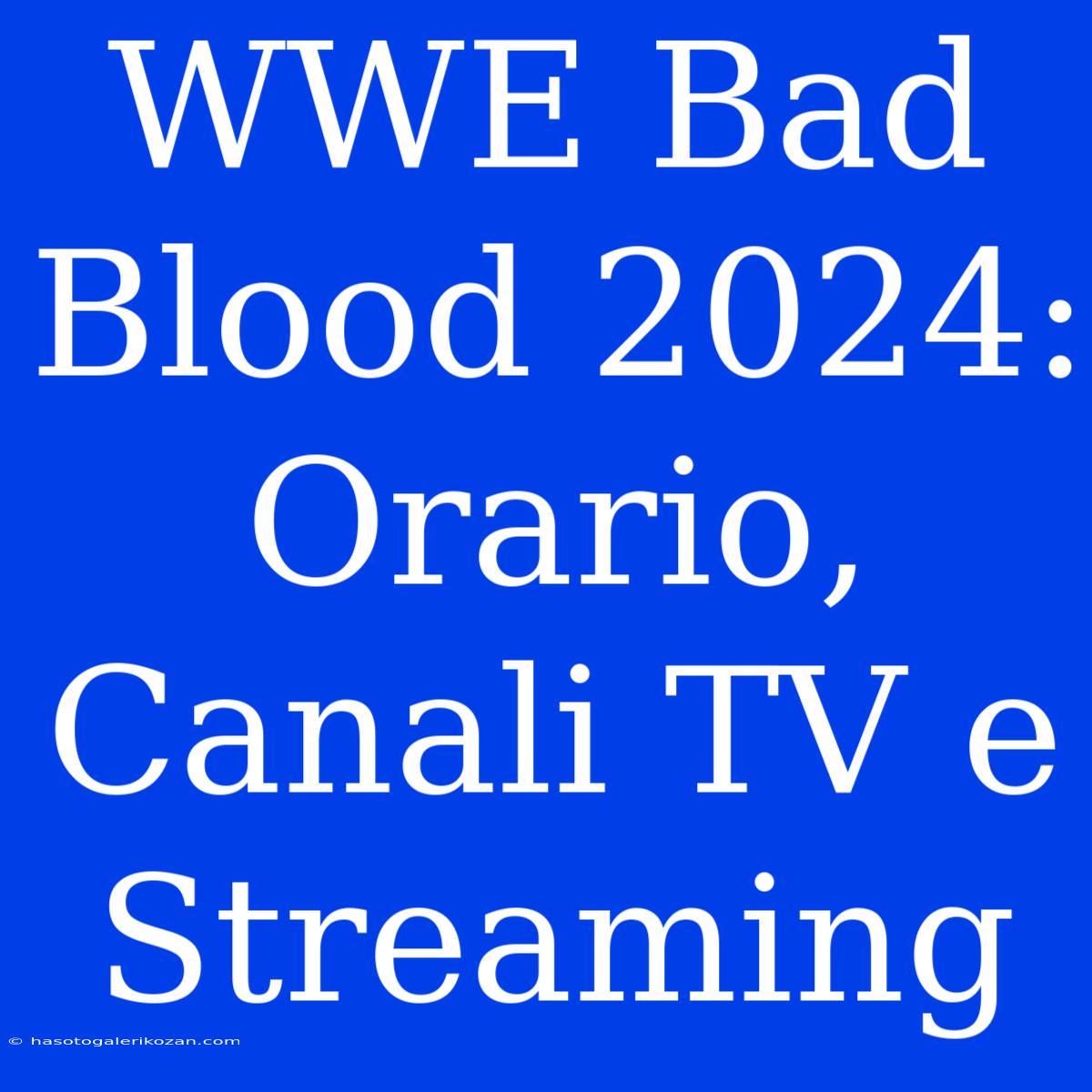 WWE Bad Blood 2024: Orario, Canali TV E Streaming