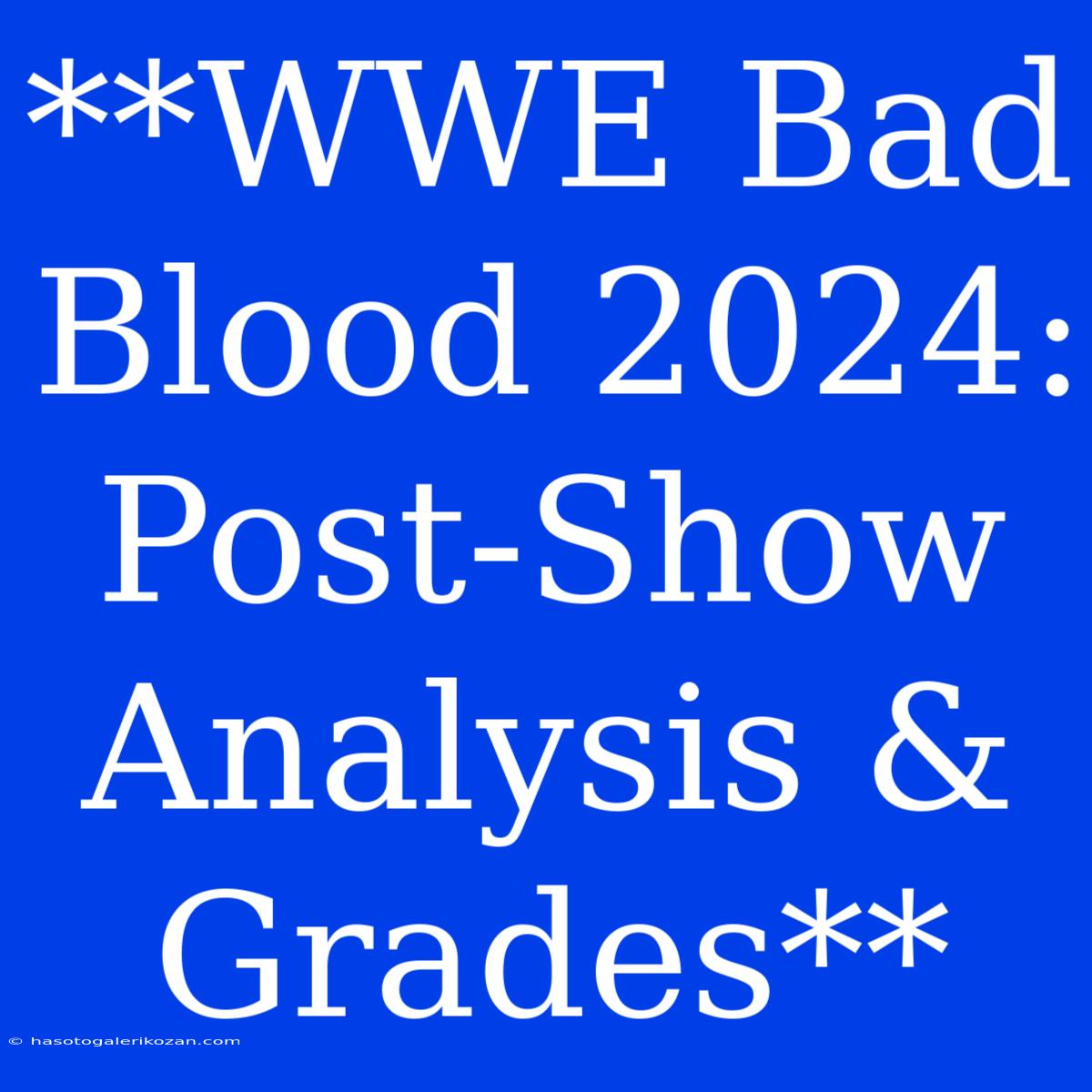 **WWE Bad Blood 2024:  Post-Show Analysis & Grades**